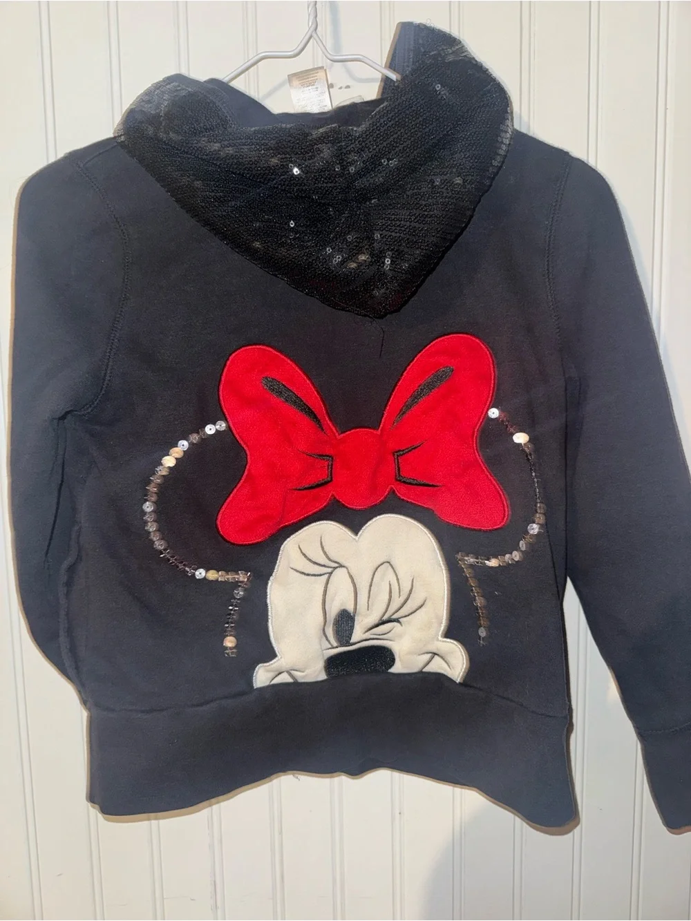 Disney Black Hoodie with Red Bow Minnie Appliqué